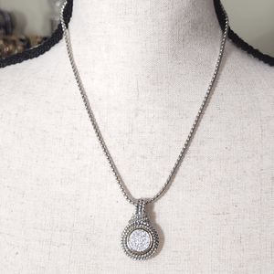 Mx Michael Morrison silver rope chain pave pendant